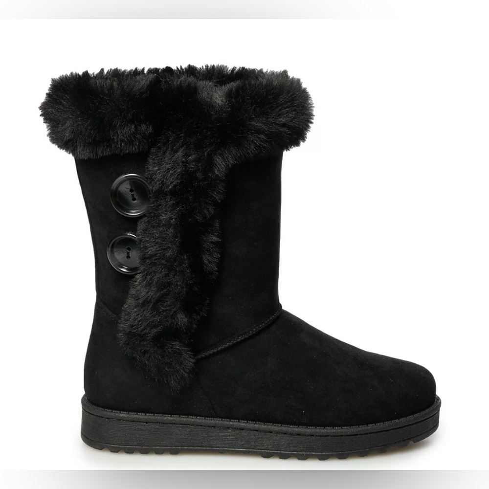 SO Black Faux Fur Winter Boots